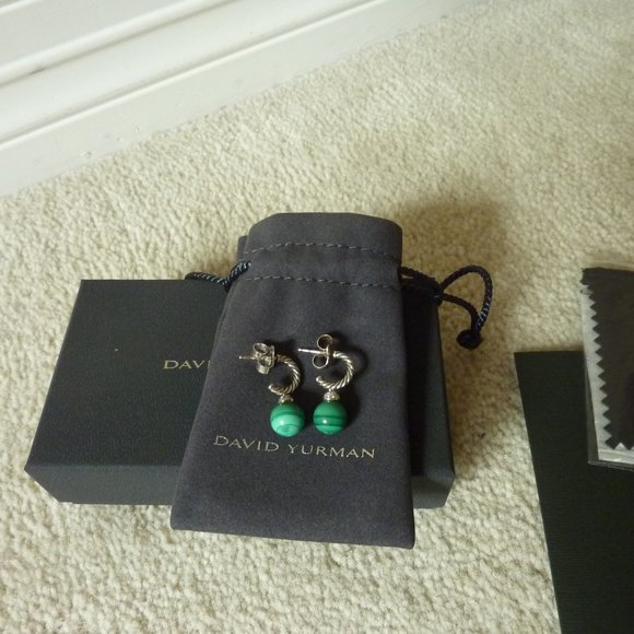 David Yurman Solari Drop Earring, Malachite w/ Diamond Accents (Sterling Silver) - Picture 1 of 8